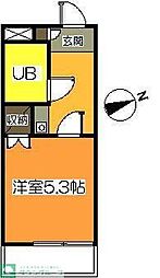 ランバーパート5 1Kの間取図画像