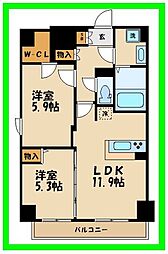 リージア経堂イーストプレイス 2LDKの間取図画像