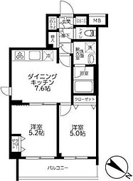 ルフレ世田谷ノール 2DKの間取図画像