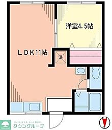 田中コーポA 1LDKの間取図画像