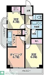 アコール桜上水 2DKの間取図画像