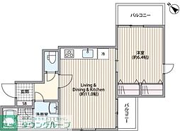 モンヴェルジェ駒沢 1階1LDKの間取り