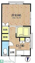 祖師谷6丁目アパート 2階1Kの間取り