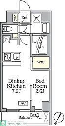 アジールコート三宿テラス 3階1DKの間取り