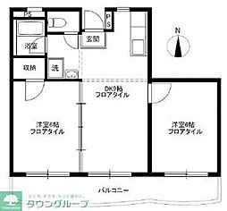 パールハイツ 3階2DKの間取り