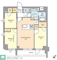 ＡＩＦＬＡＴ渋谷西原 2階3LDKの間取り