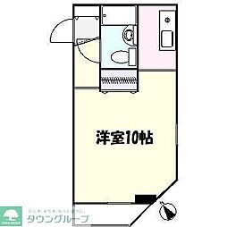 パークヒル用賀 4階1Kの間取り