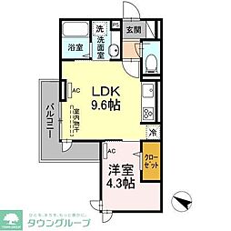 アヴァンス北烏山 3階1LDKの間取り
