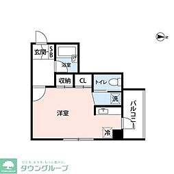 千草 4階ワンルームの間取り