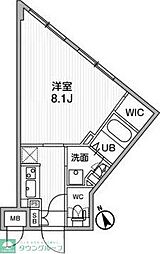ルネサンスコート桜新町 4階1Kの間取り