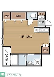 須山ハイツ 102 1階ワンルームの間取り