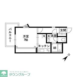 ヴィラ・ゼルコア 3階1Kの間取り