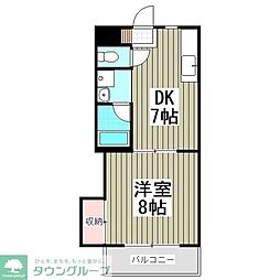 第2成城島田マンション 3階1Kの間取り