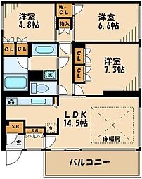 ガーデニエール砧　ＷＥＳＴ 7階3LDKの間取り