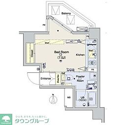 ブライズ三軒茶屋 9階1Kの間取り