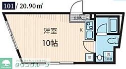 Ｆｕｌｌｅａ若林 1階ワンルームの間取り