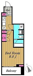 ステージグランデ用賀アジールコート 8階1Kの間取り