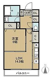 モンテバレ等々力 4階1LDKの間取り
