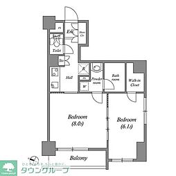 ルクレ代田橋 2Kの間取図画像