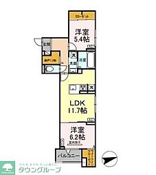 セレスティア祖師谷 2LDKの間取図画像