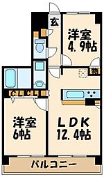 メルヴェーユ調布 2LDKの間取図画像