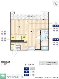 ラピス等々力 1DKの間取図画像