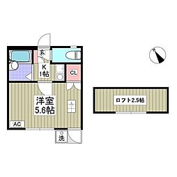 ヴェルメゾン船橋 1Kの間取図画像
