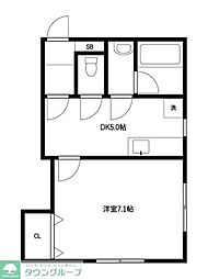 ルミエール喜多見 1DKの間取図画像