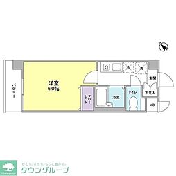 タケオクリスタル等々力 1Kの間取図画像