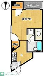 ウイング萩原 1Kの間取図画像
