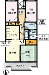 西武池袋線 清瀬駅 徒歩12分の賃貸マンション 4階3LDKの間取り