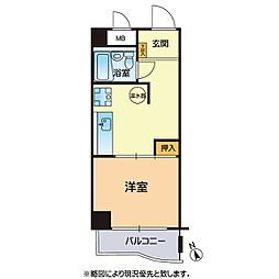 ハイムサンシャインB棟 1DKの間取図画像