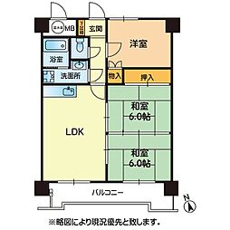 コアマンション藤崎台 3LDKの間取図画像