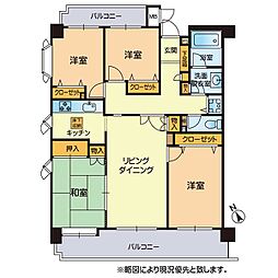 チサンマンション水前寺2 4LDKの間取図画像