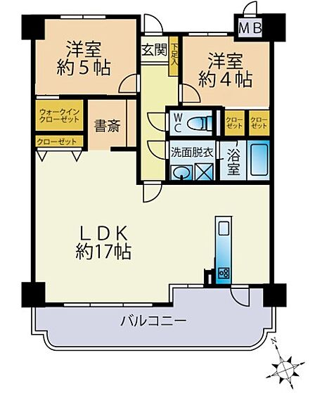 2SLDK(専有面積:70.04m2、バルコニー面積:13.15m2)
