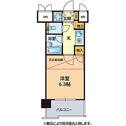 ダイアパレス水前寺第3 1Kの間取図画像
