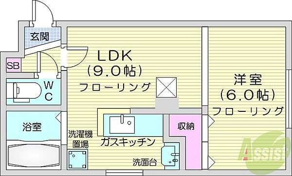 北海道札幌市東区北八条東19丁目(賃貸マンション1LDK・3階・26.40㎡)の写真 その2