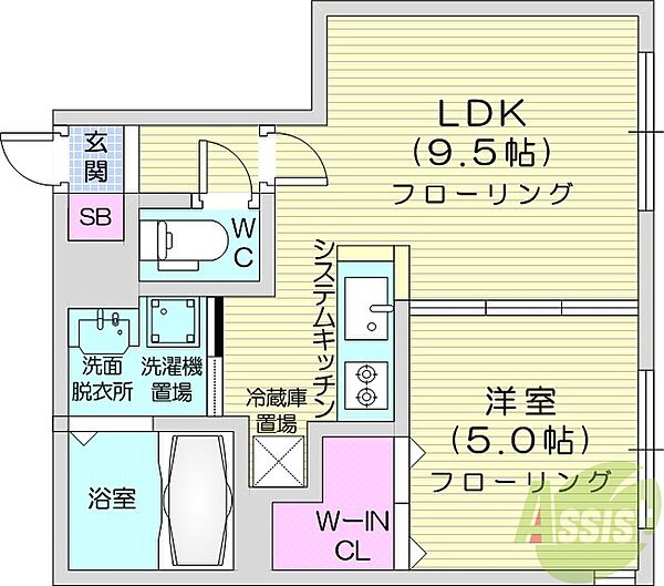 DAYS山鼻 ｜北海道札幌市中央区南二十二条西9丁目(賃貸マンション1LDK・2階・34.50㎡)の写真 その2