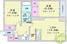 WATERLIFE-CITY.STELLA  ｜ 北海道札幌市中央区北七条西19丁目（賃貸マンション2LDK・2階・59.96㎡） その2