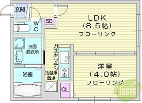 ラフィーネ栄町  ｜ 北海道札幌市東区北四十一条東12丁目（賃貸マンション1LDK・5階・27.93㎡） その2