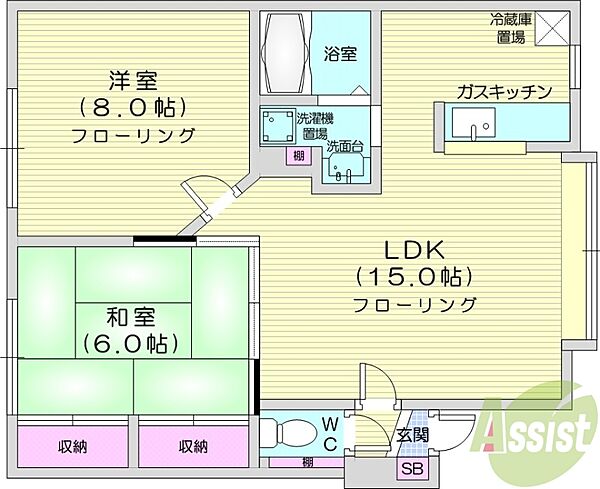 北海道札幌市東区北二十四条東22丁目(賃貸アパート2LDK・1階・50.00㎡)の写真 その2