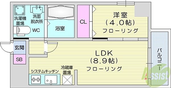 シティコート北1条 ｜北海道札幌市中央区北一条東1丁目(賃貸マンション1LDK・2階・30.73㎡)の写真 その2