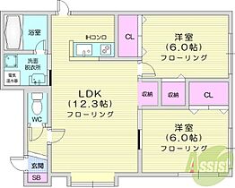 フィオーレ  ｜ 北海道札幌市北区北二十八条西8丁目（賃貸アパート2LDK・1階・56.21㎡） その2