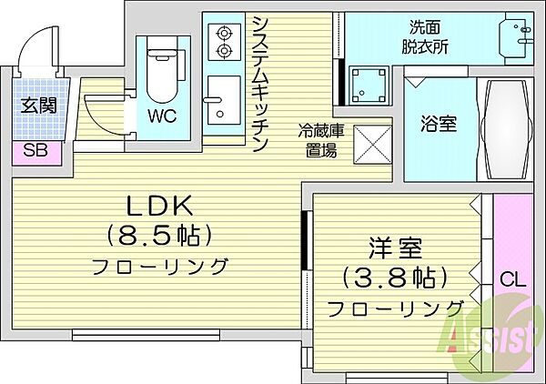 Terrace Kasumi ｜北海道札幌市中央区南十条西1丁目(賃貸マンション1LDK・4階・32.68㎡)の写真 その2