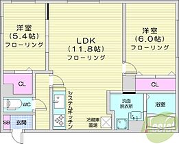 北海道札幌市中央区北三条東7丁目（賃貸マンション2LDK・3階・53.60㎡） その2