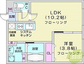 北海道札幌市東区北二十二条東1丁目（賃貸マンション1LDK・4階・33.91㎡） その2