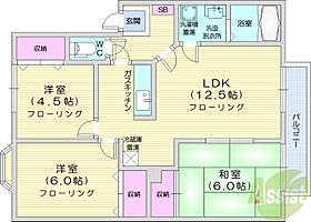 サンライフ新琴似  ｜ 北海道札幌市北区新琴似九条16丁目（賃貸アパート3LDK・2階・66.16㎡） その2