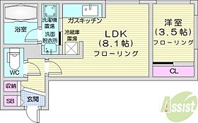 Alegria南8条  ｜ 北海道札幌市中央区南八条西9丁目（賃貸マンション1LDK・1階・30.00㎡） その2