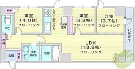 クリスタルガーデン栄町  ｜ 北海道札幌市東区北四十条東15丁目（賃貸マンション3LDK・11階・59.90㎡） その2