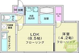 Capella大通南 3階1LDKの間取り